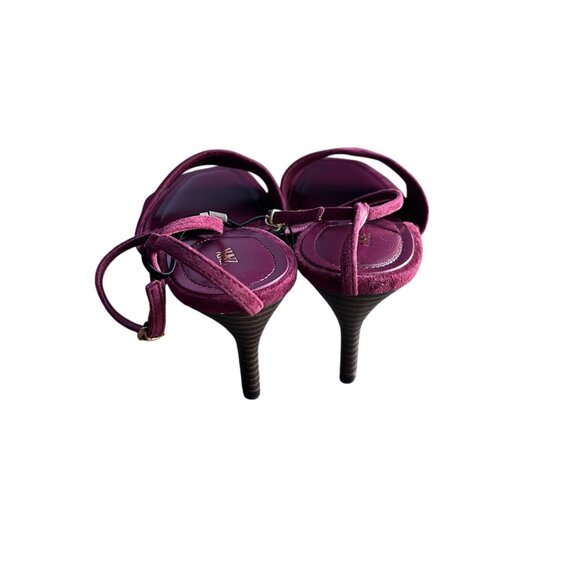 Zara Burgundy Red Suede Mid-Heel Sandals | Size 10 | Square Toe NWT Chic Trendy - Picture 5 of 9